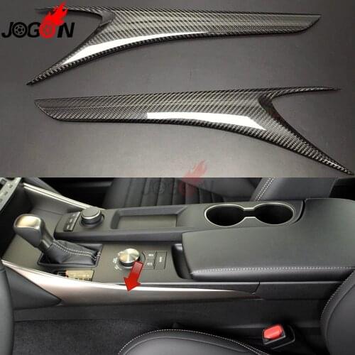 2pcs Real Carbon Fiber For LEXUS IS IS250 IS300 IS350 Turbo 2014-2019 Car Centre Console Gear Shift Panel Side Strip Cover Trim