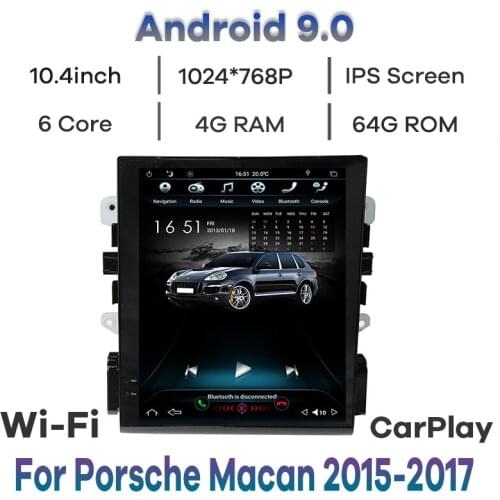 10.4'' 6-Core Android 9.0 Verticial Screen Car Radio Navigation for Porsche Macan 2015 2016 2017 GPS Multimedia Player Carplay