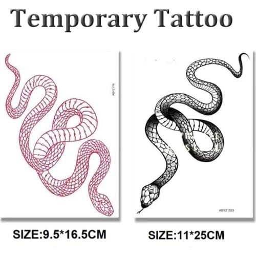 Big Size Black Snake Temporary Tattoo Stickers Waist Waterproof Fake Tatto Dark Wine Snake Tattoo for Women Men Body Wholesale