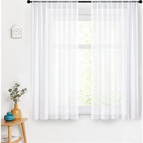 CDIY Sheer Curtains White Window Treatments Drapes for Living Room Bedroom Kitchen Solid Semi-Sheer Voile Curtain 2 Panels Set