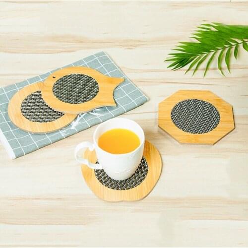 Wooden Coaster Cup Heat Pad Heat-resistant Table Mat Bamboo Coaster Bowl Mat Durable Coaster For Home Kitchen Decoration