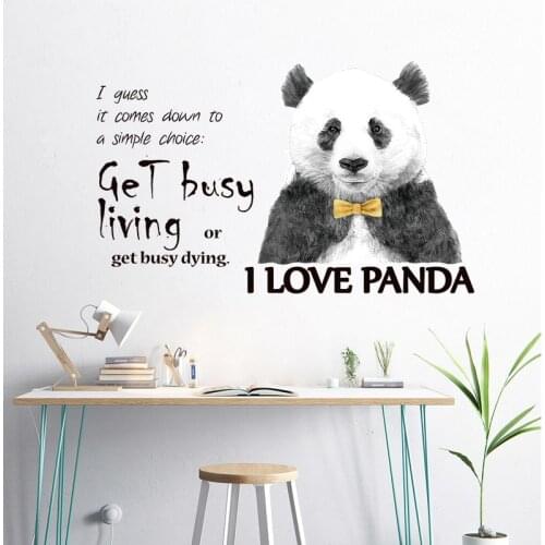 DIY I LOVE PANDA vinyl wall sticker nursery school children room living room bedroom home art decor decals decor murals