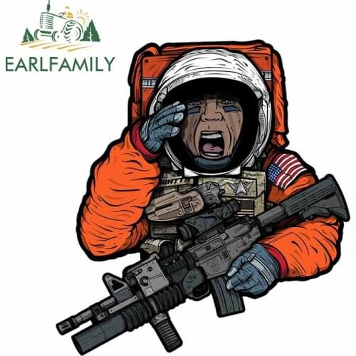 EARLFAMILY 13cm x 12cm for Space Force Astronaut Car Assessoires Stickers Creative Decal Motorcycle Air Conditioner ScratchProof