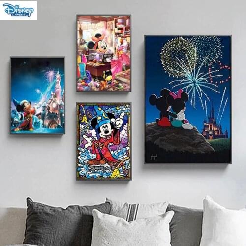 Disney Cartoon Mickey Mouse Picture Mickey Canvas Paintingand Minnie Posters and Prints for Children Room Decoration Cusdros