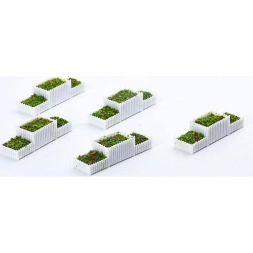Pack of 5 HO 1/100 Flower Beds Plant Model Set for Train Diorama Accessory