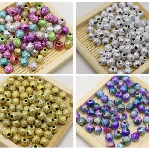 Mixed Color Glitter Acrylic Round Beads 6mm-10mm Spacer Finding