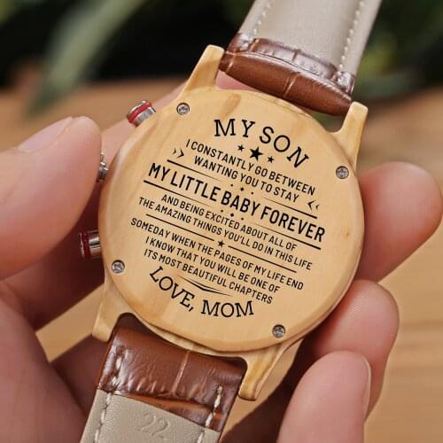 Mom to my son tyou'll always be my little boy Send you a surprise luxury sports carved watch gift