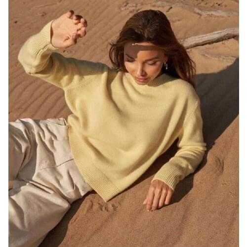 Fashion Womens mink cashmere wool sweater warm knit wool tops female bat sleeved design round neck Tops sweater F2535
