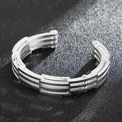Gold Black Silver Color Classic 12MM Wide Bracelet Industrial Style Mature Mens Jewelry Gift