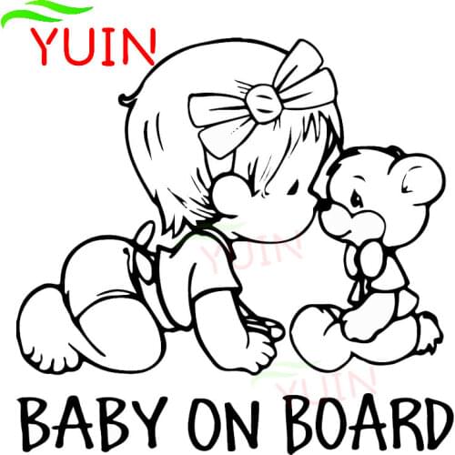 BABY ON BOARD Lovely Bear Car Sticker Creative PVC Body Decoration Cars Accessories Fashion Cartoon Waterproof Sunscreen Decal