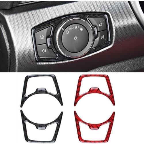 For Ford Mustang Carbon Fiber Headlight Switch Cover Trim Sticker Car Styling 2015-2022 Interior Accessories
