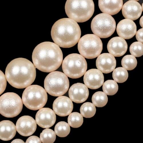 Natural Matte Rose Red Pearl Shell Beads Round Loose Spacer Opal Beads For Jewelry Making DIY Woman Bracelets Necklace15"