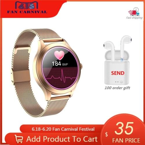 2021 New KW10 Smart Watch Fashion Women Luxury Smartwatch Waterproof Bracelet Stainless Steel Casual Girl for Huawei Android IOS
