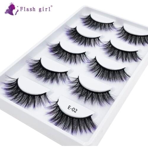New Arrival 3D Mink False Eyelashes 100% Handmade High Volume Full Strip Lashes Natural Thick Colorful Eyelashes For Makeup E02