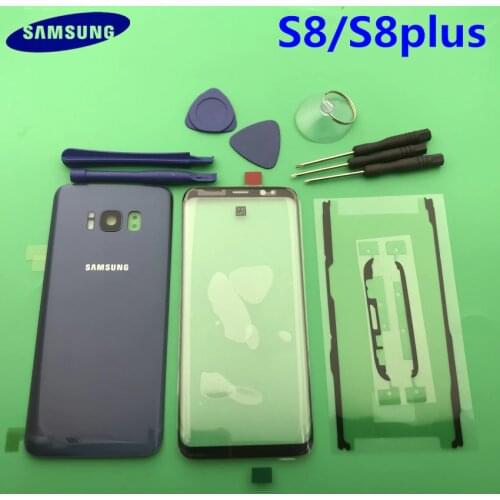 New Original Front Screen Glass Lens Samsung Galaxy s8 edge G950 S8 plus G955 Rear Battery Cover Door Back Housing with Adhesive