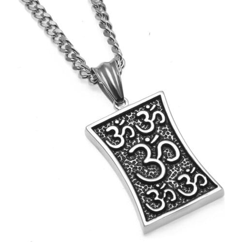 Titanium Steel Islam Muslim Quran Allah Square Pendant Necklace Stainless Steel Silver Color Necklace