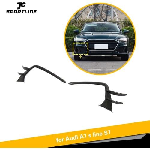 Carbon Fiber Front Bumper Fins Splitters Canards For Audi A7 Sline S7 2019 2020 Front Bumper Splitters