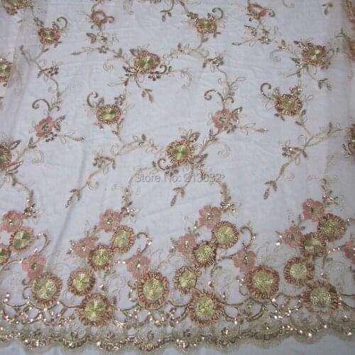 POd24-10 textile apparel textile fabrics bilateral dribbling embroidery lace wholesale pearl sequins embroidery processing tulle