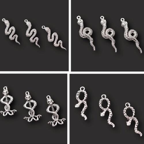 3D Viper Pendant, Snake Skeleton Charms, Rattlesnake Charm, Five Step Snake Charm, Black Mamba Charm, DIY Jewelry Making A2310