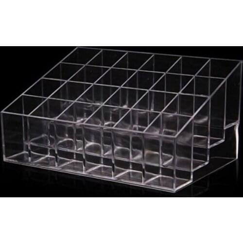 24 Compartment Transparent Cosmetics Display Stand Lipstick Organizer Case