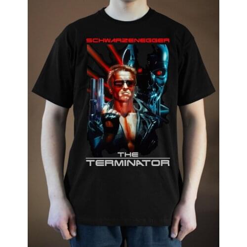 Terminator Movie Poster Arnold Schwarzenegger Cotton Tee Shirts for Men Tee Shirt Short Sleeve Tops Hip Hop Clothes