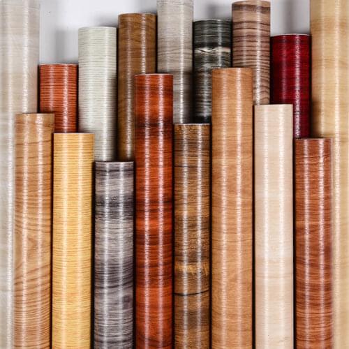 Pure Color Wood Grain Self-Adhesive Vinyl Waterproof Living Room Stickers Restored Furnitures Wardrobes Wall Papers Home Decors