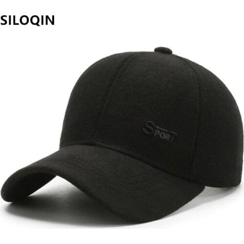SILOQIN Adjustable Size Mens Thicken Warm Baseball Caps Snapback Cap New Winter Casual Men Sports Cap Male Bone Dad Winter Hat