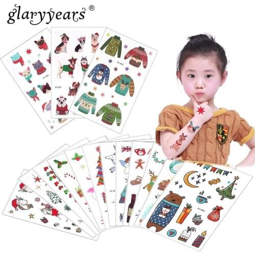 Glaryyears 3 Pieces/Set Temporary Tattoo Sticker Christmas Fake Tatoo Flash Tatto Waterproof Small Body Art Children 5 Designs