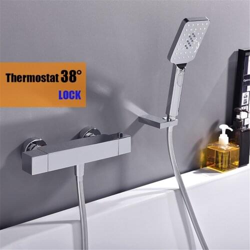 High quality bthroom thermostatic Shower faucet brass chromed Bathtub faucet shower set with hand shower