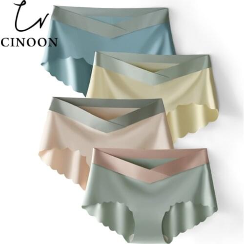 CINOON Women Panties Sexy Seamless Briefs Soft Ice Silk Underwear Low-Waist Breathable Female Lingerie Maternity Plus Size Panty