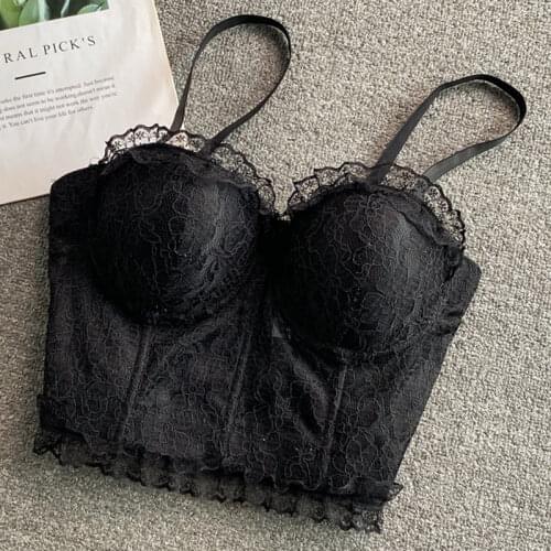 Crop Tops Lace Camis Women Fishing Bone Backless Bustier Sexy Festival Top Party Nightclub Vintage Vest Cropped Feminino