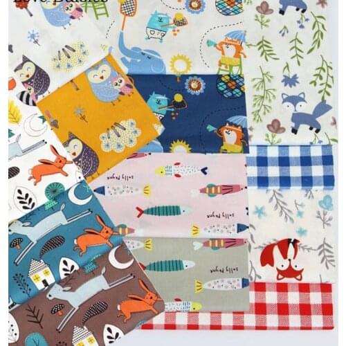 Animal Owl Fish Fox Print Diy Patchwork Quilt Handmade Cloth Bedding Blanket Home Sheets Pillow Decor Tissus 100% Cotton Fabric