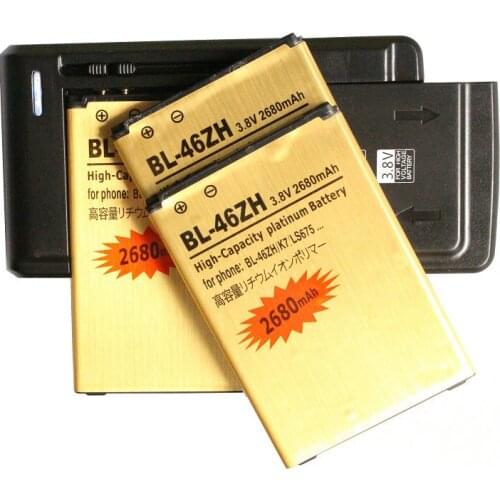 3x 2680mAh BL-46ZH Gold Battery +Charger For LG AS330 K332 K350N K371 K373 K7 Tribute 5 K8 (2016) K89 LS675 M1 M1V MS330 US375