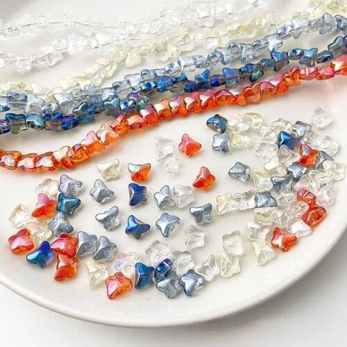 40 Straight Hole Symphony Glass Fantasy Little Butterfly Jewelry Material DIY Beaded Bracelet Headwear