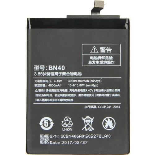 5pcs/lot 4000mah BN40 Phone replacement Li-ion Battery For Xiaomi Redmi 4 Pro Prime 3G RAM 32G ROM Edition Redrice4