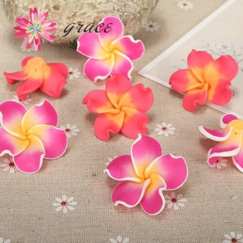 8pc/lot 35mm Factory Polymer Clay Charms Plumeria Rubra Flowers Beads Diy Making Necklace Hair Bands Jewelry Best Materials