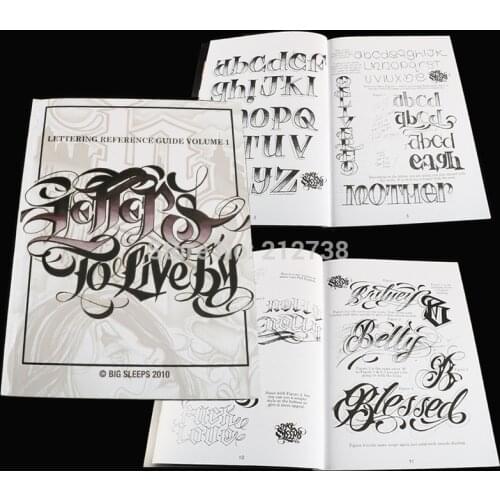 A4 Tattoo Book Letters ToLive By Volume #1 Design Tattoo Flash Book by Big Sleeps (44-Pages)