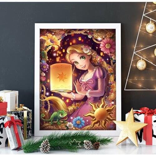 Disney Diamond Painting Cartoon 5D Full Square Round Diamond Embroidery Lantern Rapunzel Mosaic Cross Stitch Kits Home Decor