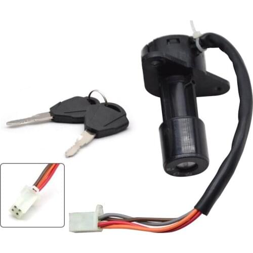 Security 4 Wires Ignition Switch Lock With 2 Keys Set Motorcycle Black Fit For Suzuki GS125