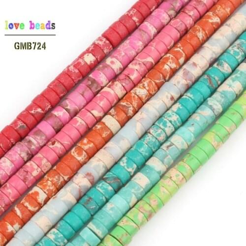 4x2mm Cylindrical Sediment Jaspers Round Loose Spacer Beads for Jewellery Making 15 Inch DIY Bracelets for Women