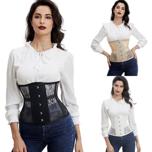 Black Transparent Floral Lace Hollow Out Underbust Gothic Corset Sexy Lingerie Underwear Victoria Bustier Top Burlesque Corselet