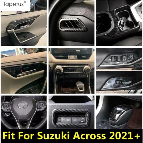 Lapetus Water Cup Holder / Steering Wheel / AC Air / Gear Shift Cover Trim Carbon Fiber Look Accessories For Suzuki Across 2021