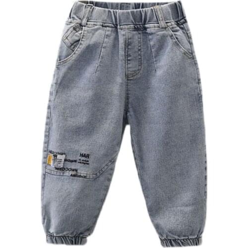 New Kids Casual Jeans 2021 Autumn Spring Baby Girls Boys Fashion Jeans Children letter Print Pants for 2 -6 Years