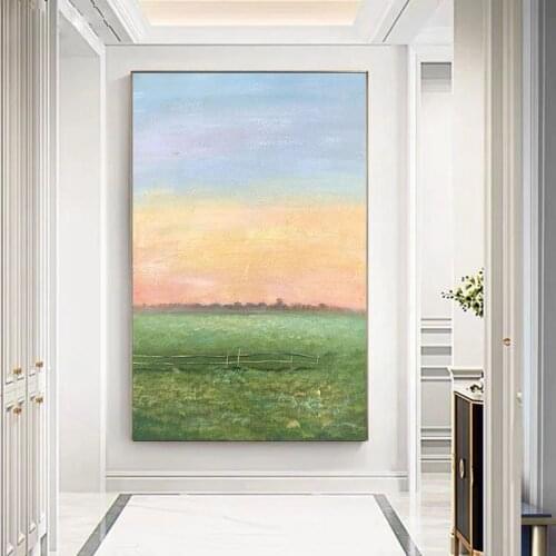 Extra Large Wall Art Canvas Landscape Oil Painting Countryside Abstract Modern Picture For Living Room Hallway No Frame
