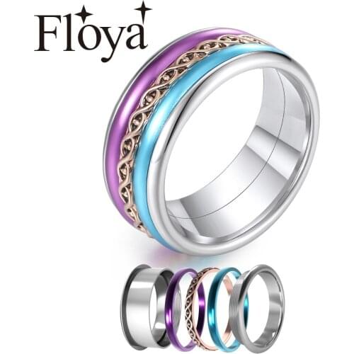 Floya 8mm width Band Rings Femme Bijoux Arctic Symphony Ring Purple Multi Colorful Combination Ring Free Box