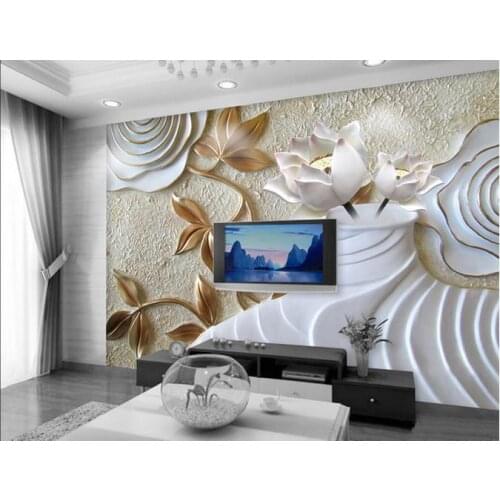 Custom photo wallpapers 3d murals wallpaper Rose vase lotus anaglyph 3 d TV wall papers home decor