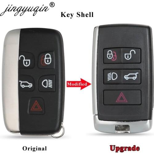Jingyuqin Upgraded Remote Key Shell Case Fob for Land Rover Range Rover LR2 LR4 fit Jaguar F-Pace F-Type XE XF XJ
