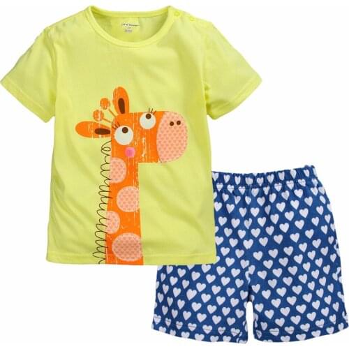 Giraffe Baby Girls Clothes Sets Summer T-Shirts Jumpers Pants Suit Fashion Children Pajamas Baby Girl Dresses Hot Sale