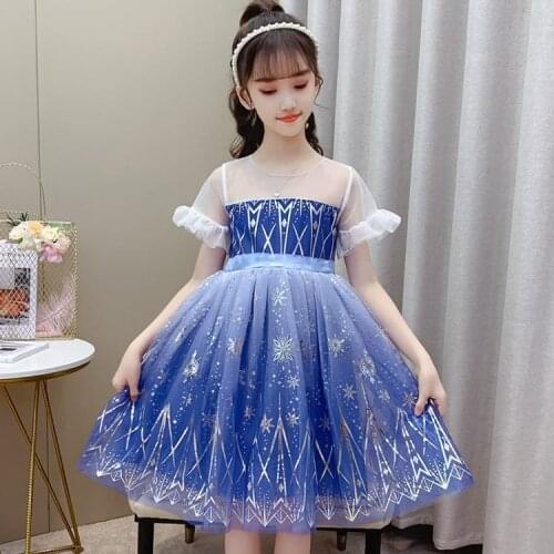2021 Girls Summer Lace Tutu Dress Teenager Shining Evening Wedding Dress Princess Kids Birthday Dresses Children Vestido Clothes