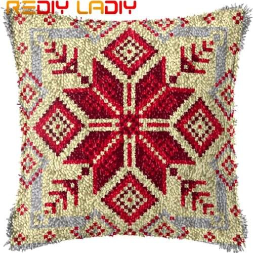 Latch Hook Cushion Mandala Pattern A Pillow Case Printed Color Canvas Acrylic Yarn Latched Pillow Crochet Cushion Cover Crafts